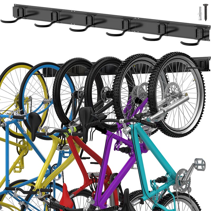 TORACK Bike Storage Rack, 6 Bike Rack Wall Mount Home and Garage Organizer, Vertical Bicycles Hanger Hooks for Indoor Space Saving - Image 1